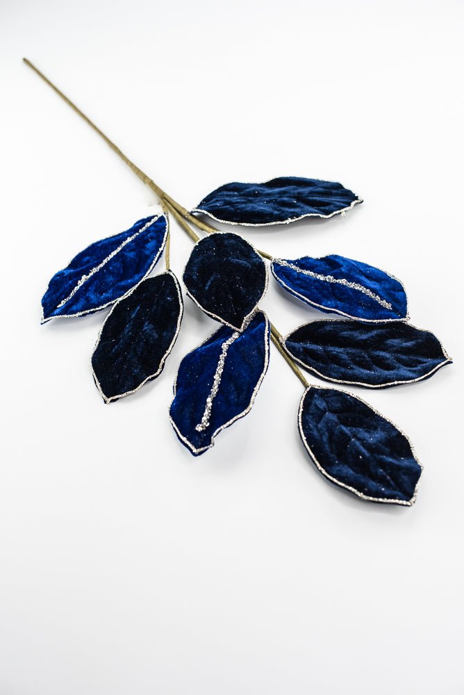 Magnolia leaves velvet spray - blue - Greenery MarketXF651 - B