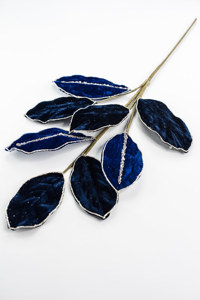 Magnolia leaves velvet spray - blue - Greenery MarketXF651 - B
