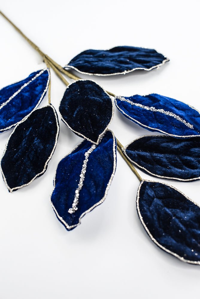 Magnolia leaves velvet spray - blue - Greenery MarketXF651 - B