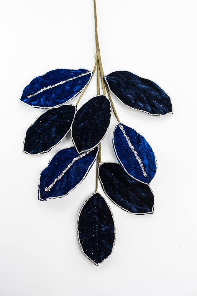 Magnolia leaves velvet spray - blue - Greenery MarketXF651 - B
