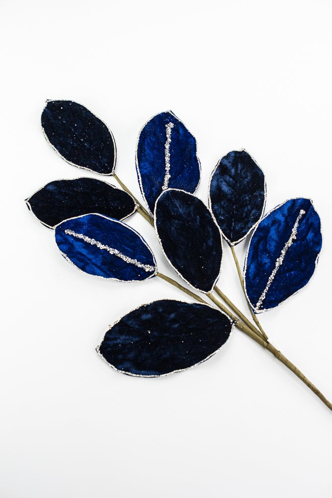 Magnolia leaves velvet spray - blue - Greenery MarketXF651 - B