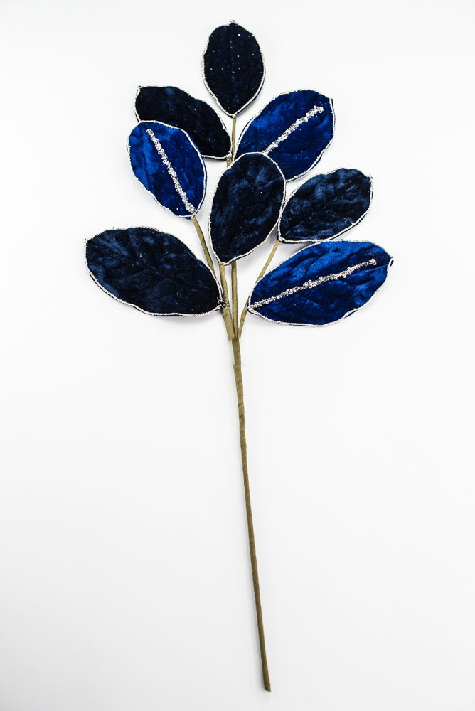 Magnolia leaves velvet spray - blue - Greenery MarketXF651 - B