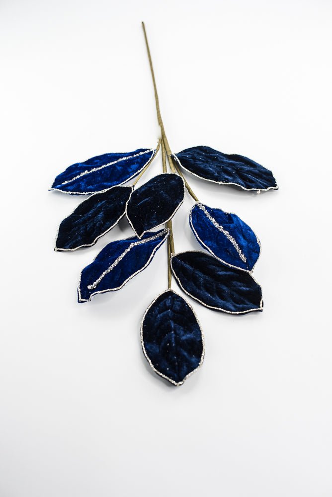 Magnolia leaves velvet spray - blue - Greenery MarketXF651 - B