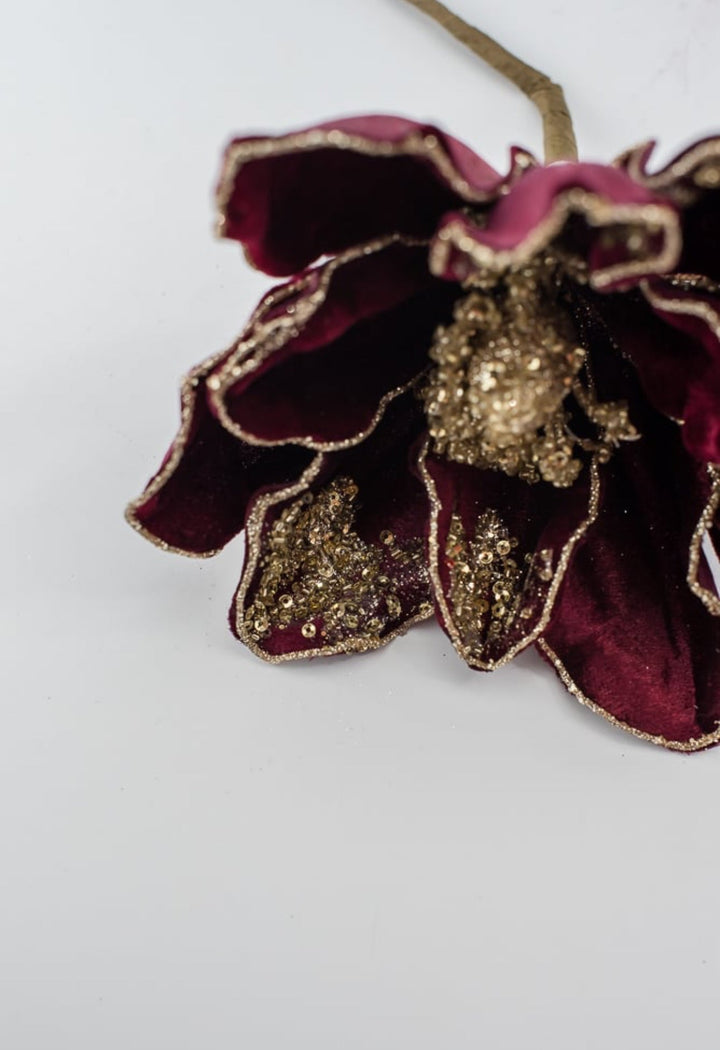 Magnolia sequins stem - burgundy and gold - Greenery MarketXF650 - BU