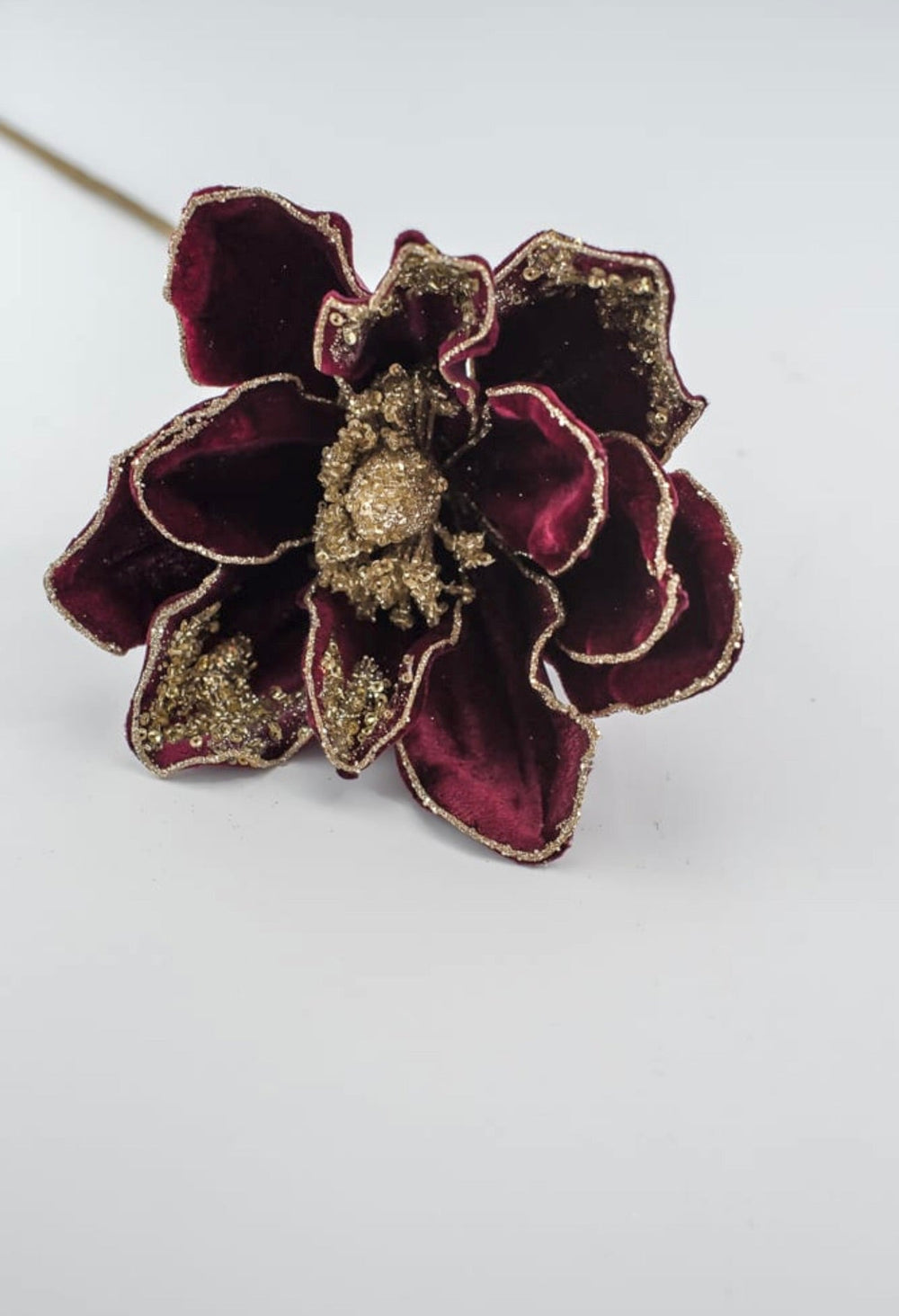 Magnolia sequins stem - burgundy and gold - Greenery MarketXF650 - BU