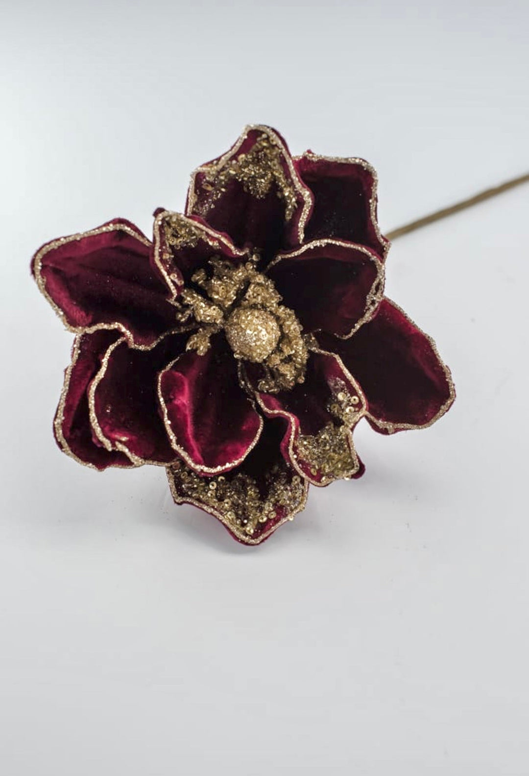 Magnolia sequins stem - burgundy and gold - Greenery MarketXF650 - BU