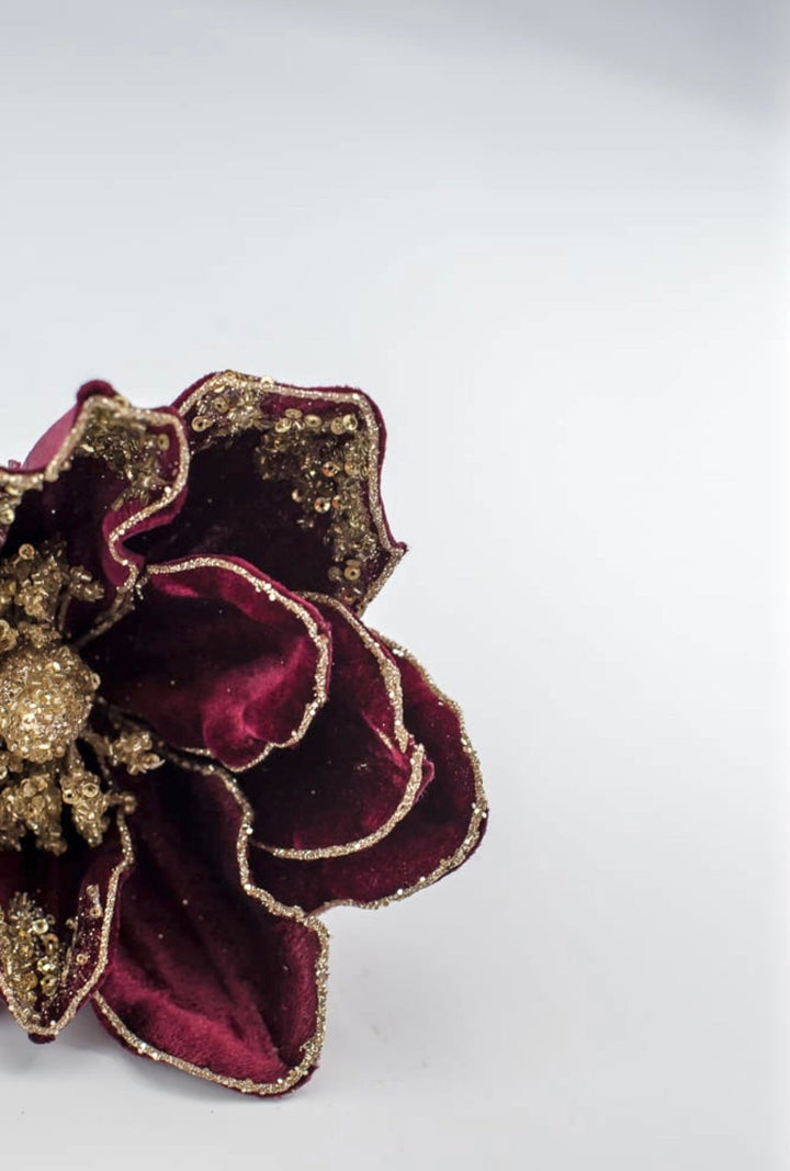 Magnolia sequins stem - burgundy and gold - Greenery MarketXF650 - BU
