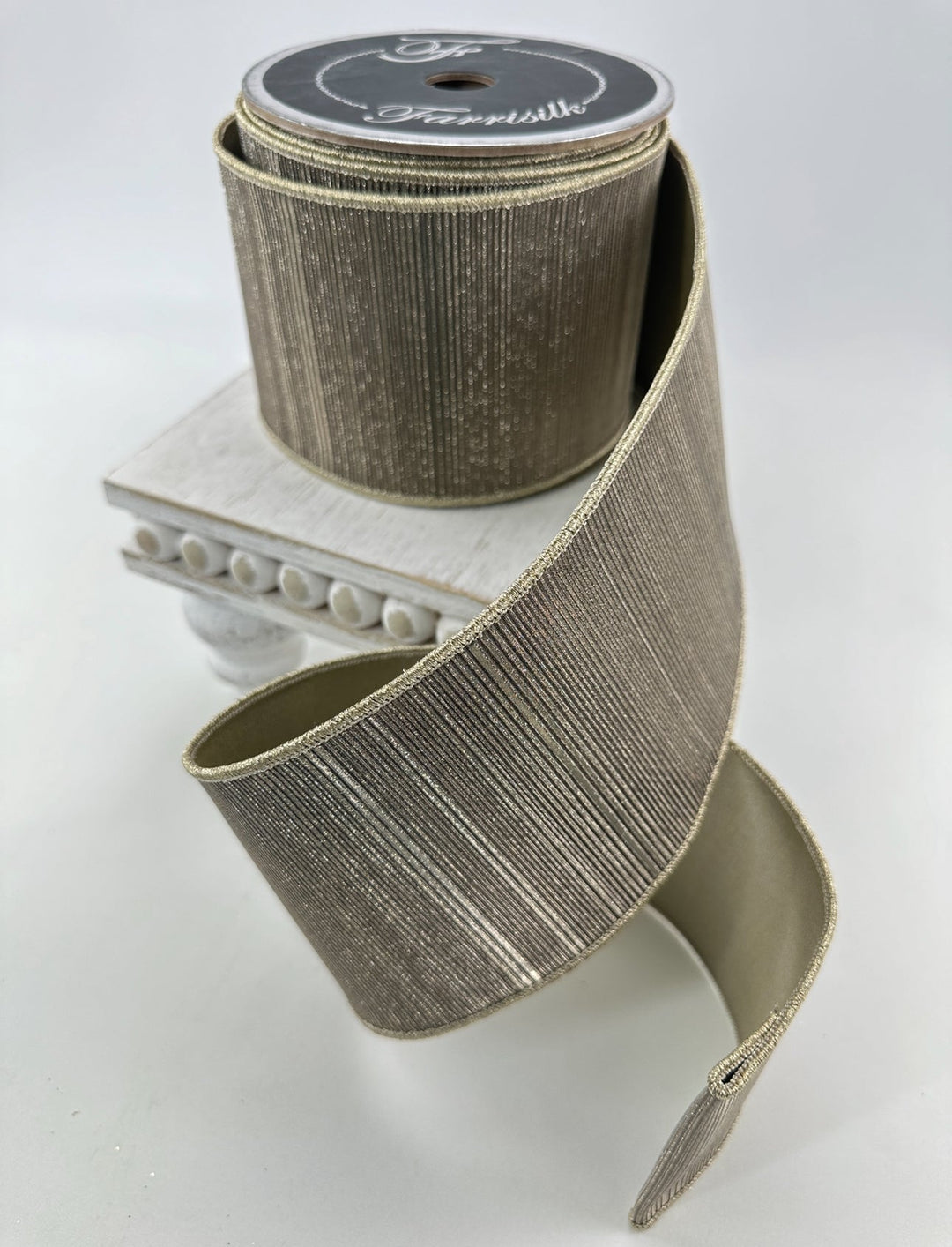 Manhattan Platinum 4” wired farrisilk ribbon - Greenery MarketRibbons & TrimRZ690-51