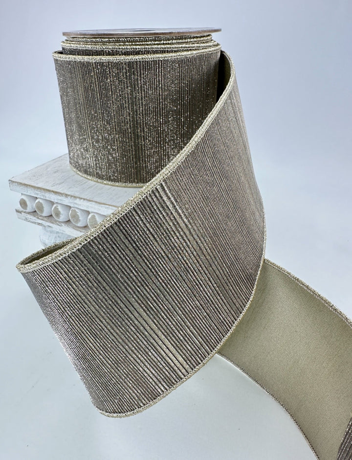 Manhattan Platinum 4” wired farrisilk ribbon - Greenery MarketRibbons & TrimRZ690-51