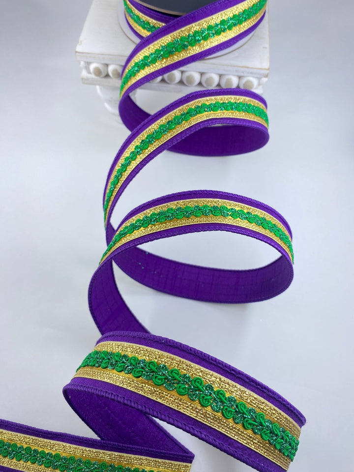 Mardi Gras Swirl Purple, Farrisilk 1.5” Wired Ribbon - Greenery MarketRibbons & TrimSR112 - 58