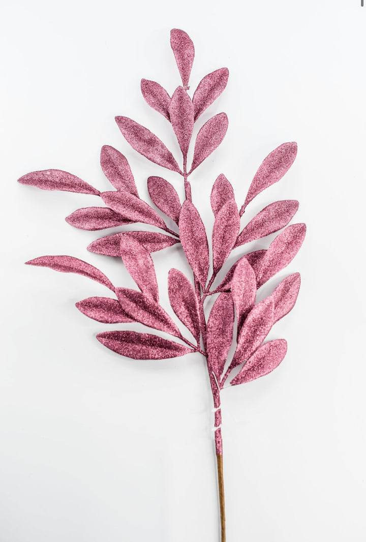 Mauve Glitter Laurel Leaves Spray - Greenery Market86483MV