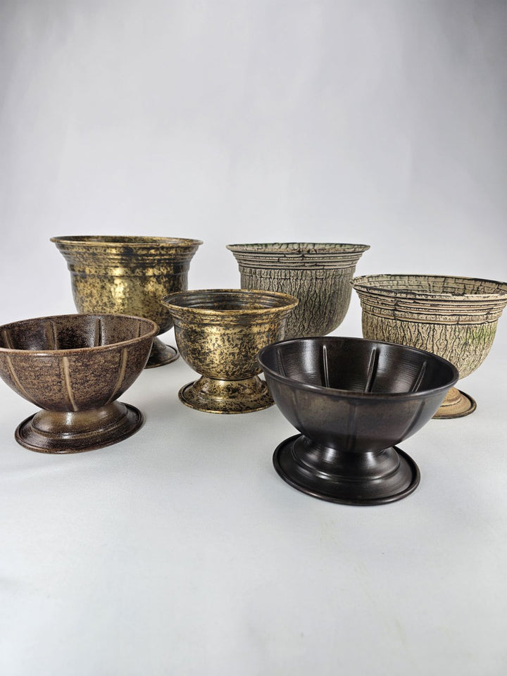 Metal compote container for floral designs -large size patina - Greenery MarketVasesKE257238