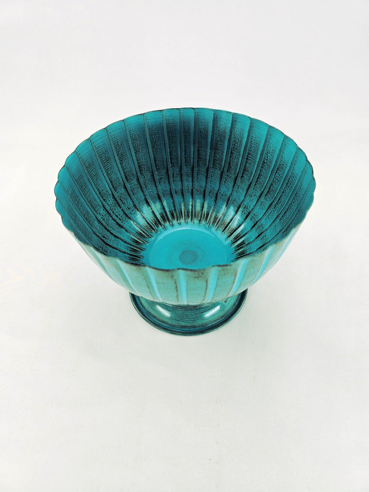 Metal compote container for floral designs - turquoise - Greenery MarketVasesKE258733