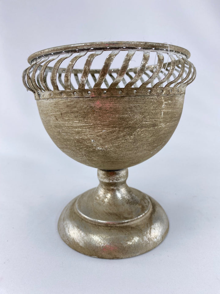 Metal Lace Top Urn Container - Silver - Greenery MarketVases43911S