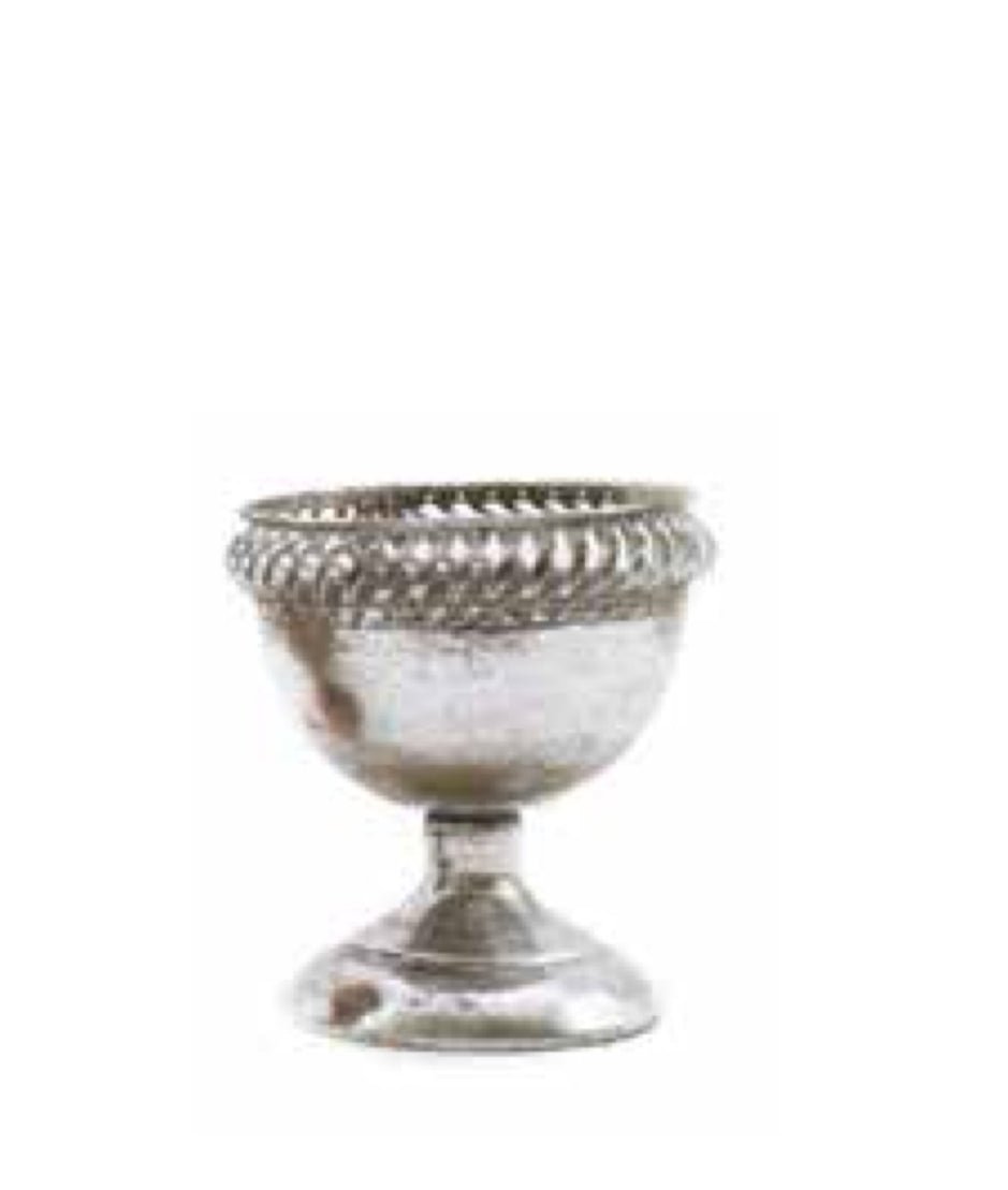 Metal Lace Top Urn Container - Silver - Greenery MarketVases43911S