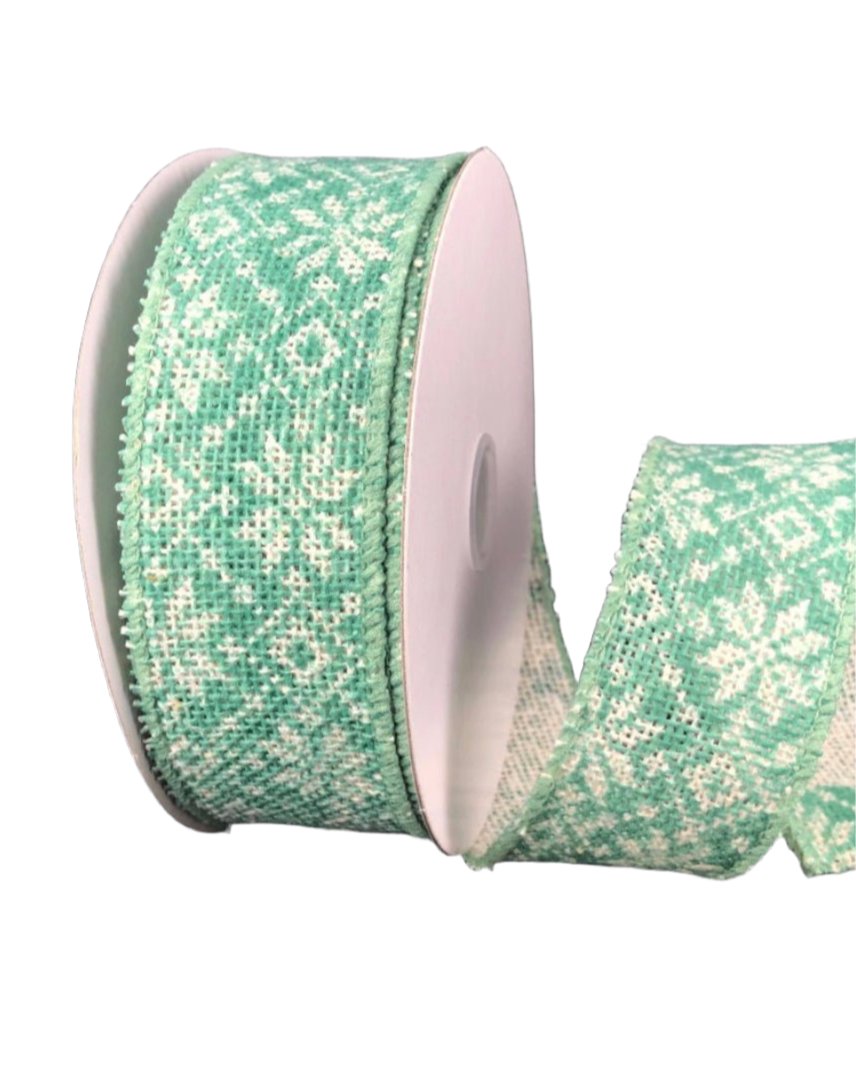 Mint snowflake wired ribbon 1.5” - Greenery MarketRibbons & Trim71198-09-05