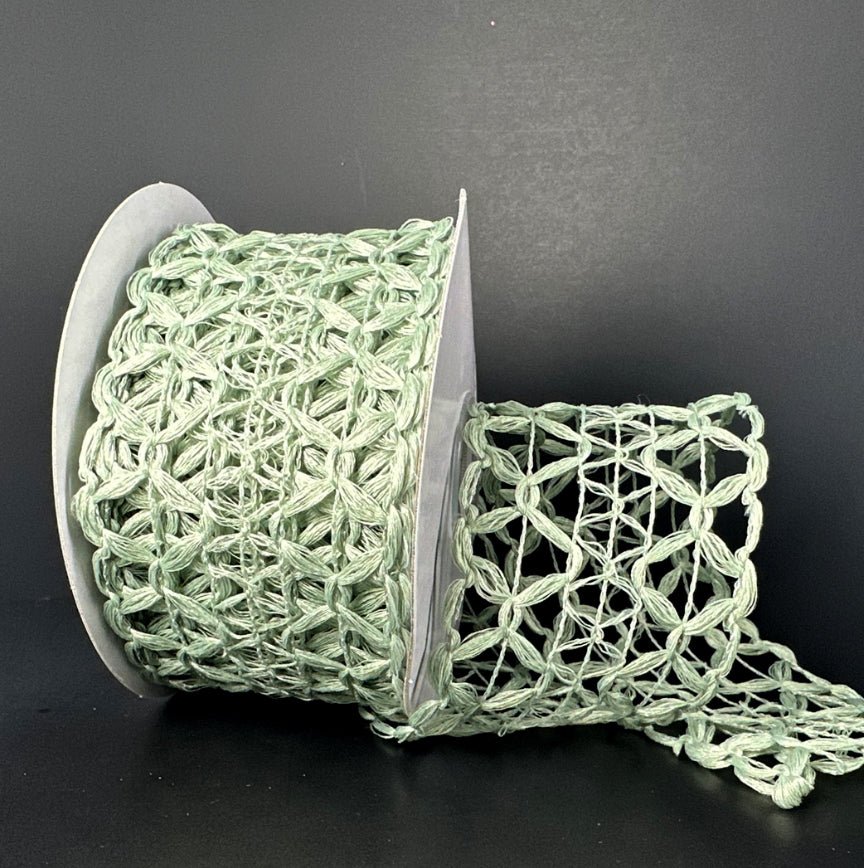 Mint squiggle open weave wired ribbon, 2.5" - Greenery MarketWired ribbon47506 - 40 - 06