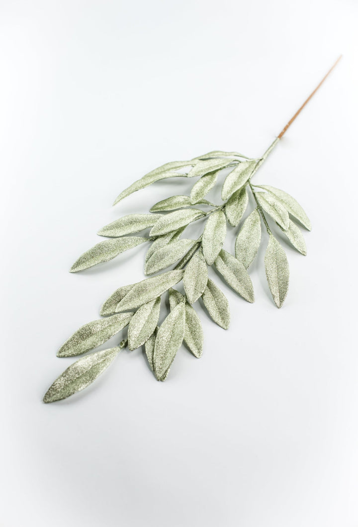 Minty Green Glitter Laurel Leaves Spray - Greenery Market86483MINT