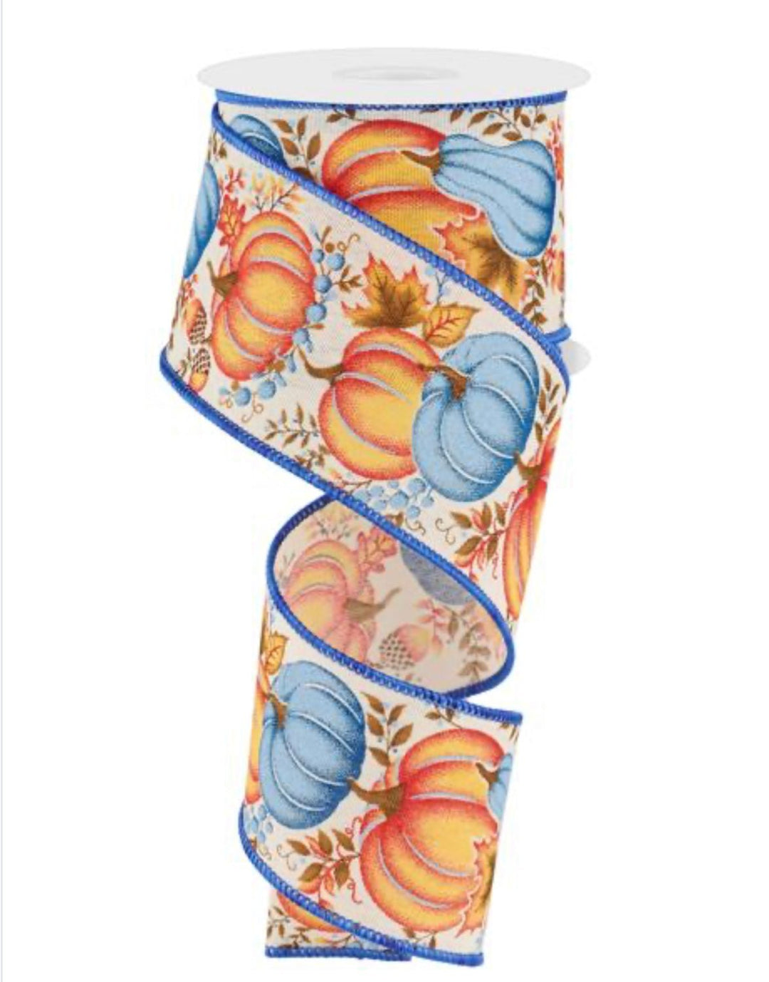 Mixed blue Pumpkin wired ribbon - Greenery MarketWired ribbonRGE19878K