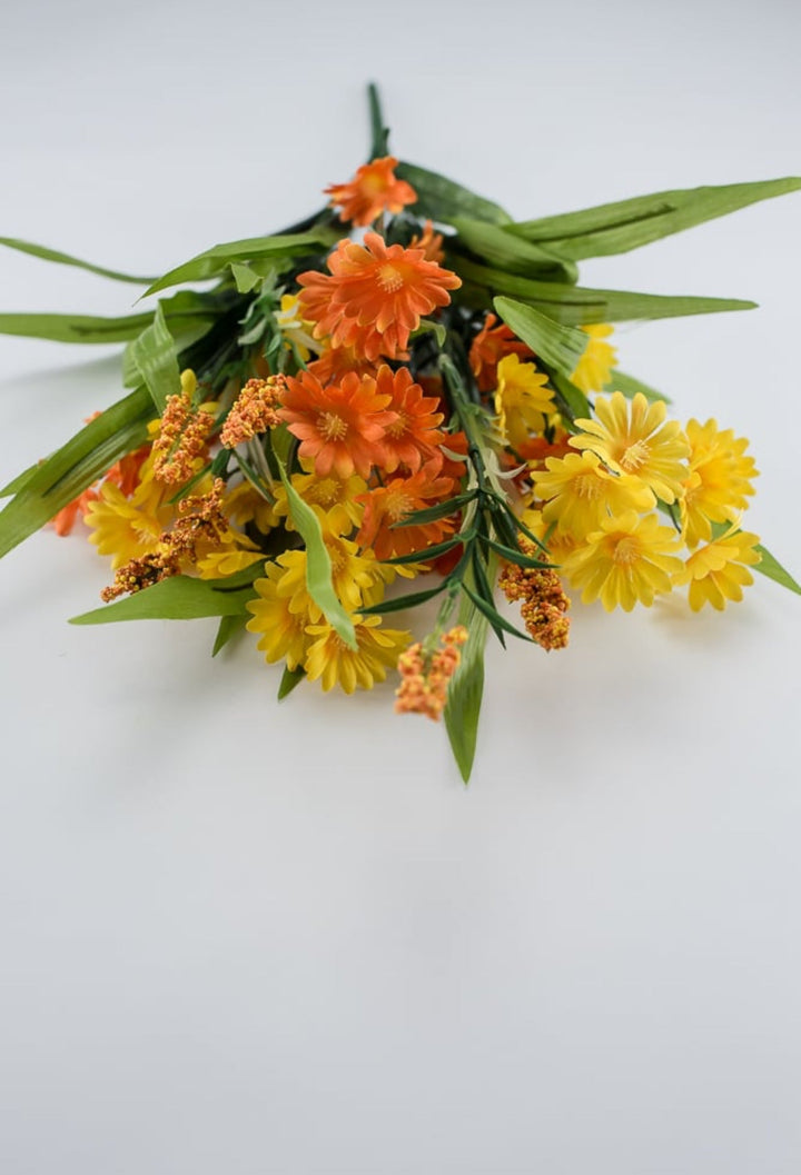 Mixed daisies bush - yellow orange - Greenery MarketArtificial Flora83399 - ORYEL