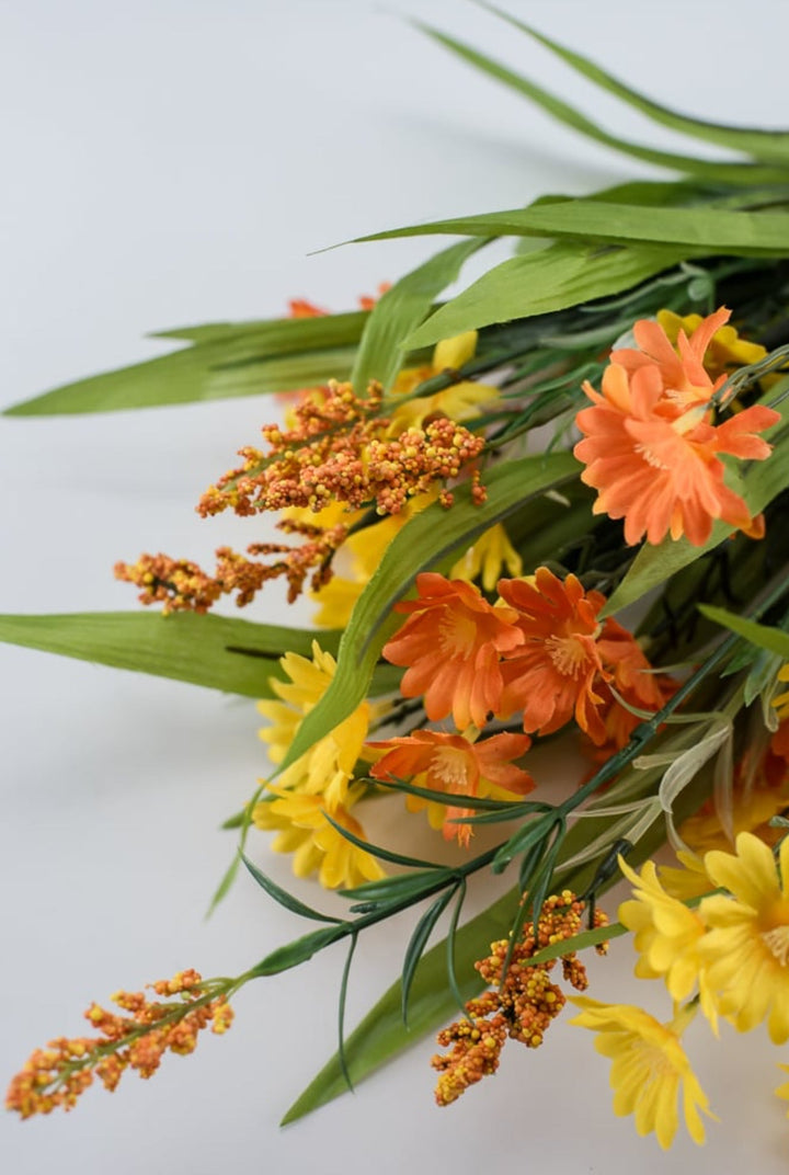 Mixed daisies bush - yellow orange - Greenery MarketArtificial Flora83399 - ORYEL