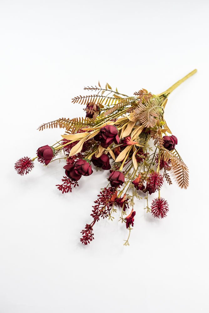 Mixed Filler Flowers And Greens Bush - wine red - Greenery MarketArtificial Flora65169 - RD