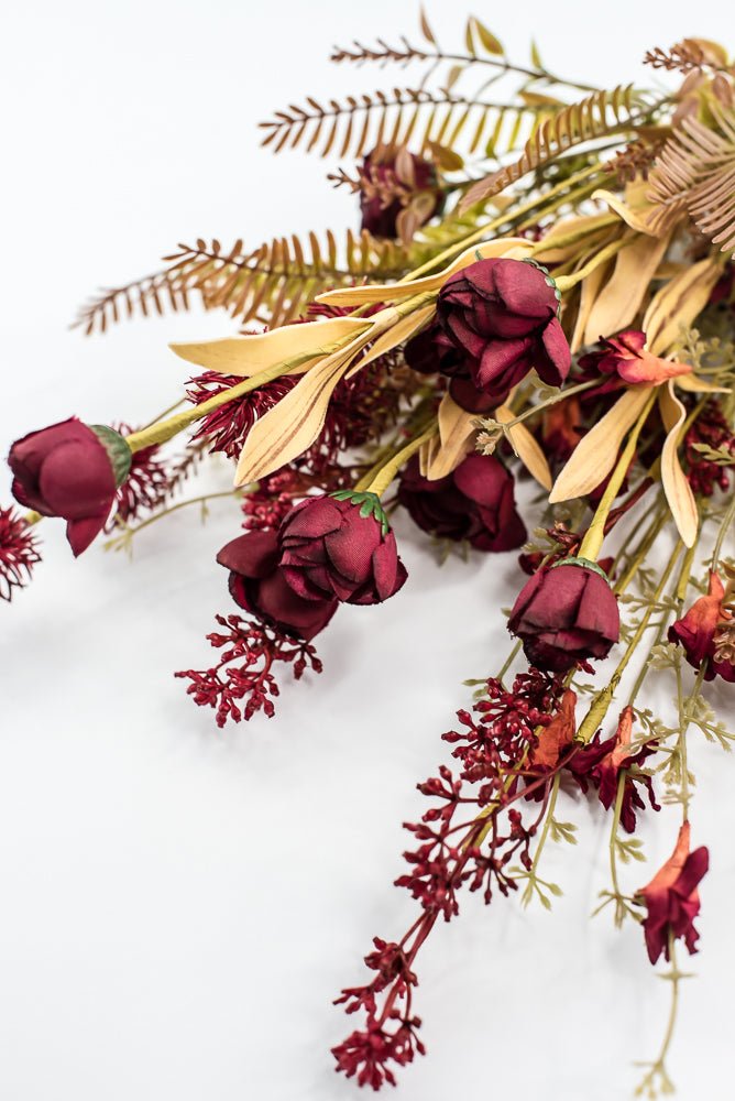 Mixed Filler Flowers And Greens Bush - wine red - Greenery MarketArtificial Flora65169 - RD