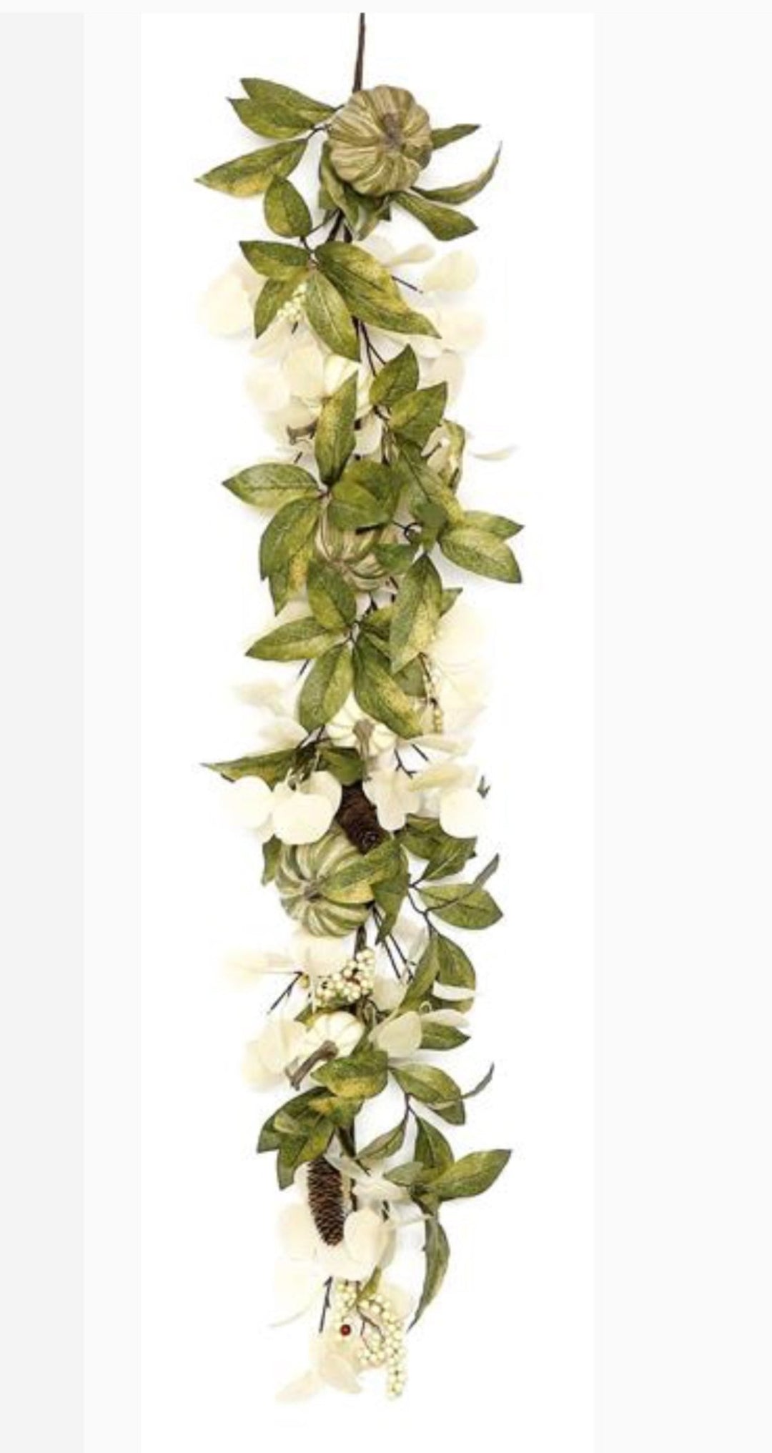 Mixed foliage, berries and white pumpkins garland - Greenery MarketgreeneryPM3070-GC