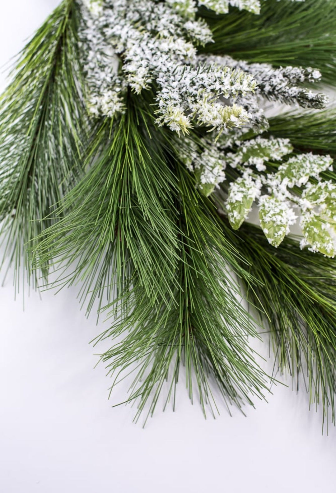 Mixed pine and snowy leaf spray - Greenery Marketgreenery27236