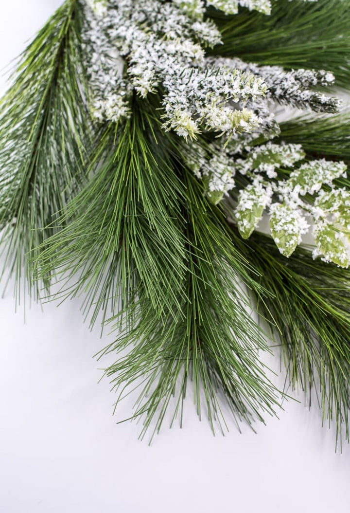 Mixed pine and snowy leaf spray - Greenery Marketgreenery27236
