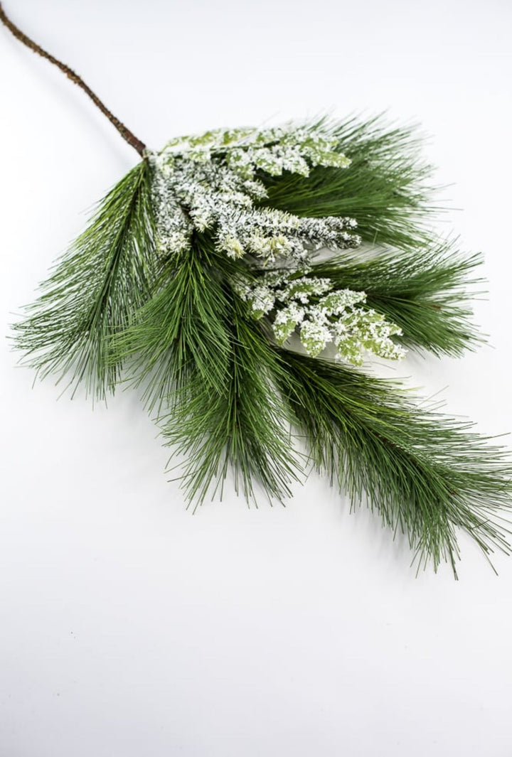 Mixed pine and snowy leaf spray - Greenery Marketgreenery27236