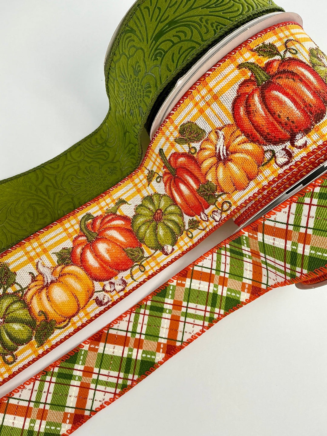 Moss pumpkin bow bundle x 3 - Greenery MarketWired ribbonMosspumpx3