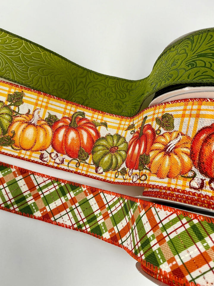 Moss pumpkin bow bundle x 3 - Greenery MarketWired ribbonMosspumpx3