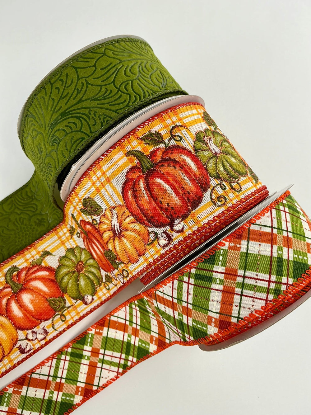Moss pumpkin bow bundle x 3 - Greenery MarketWired ribbonMosspumpx3