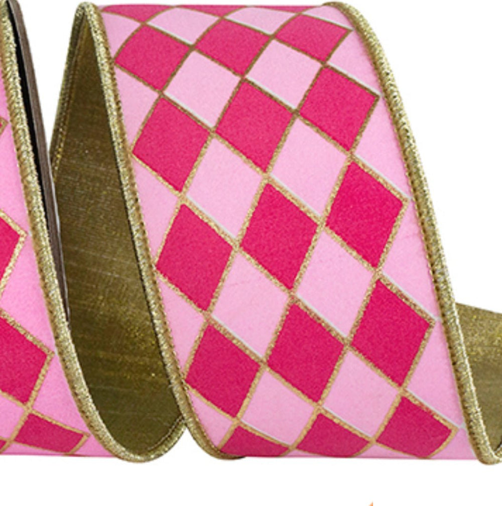 Multi Pink and Gold Diamond Wired Ribbon 2.5” - Greenery MarketRibbons & Trim94562W - 372 - 40D