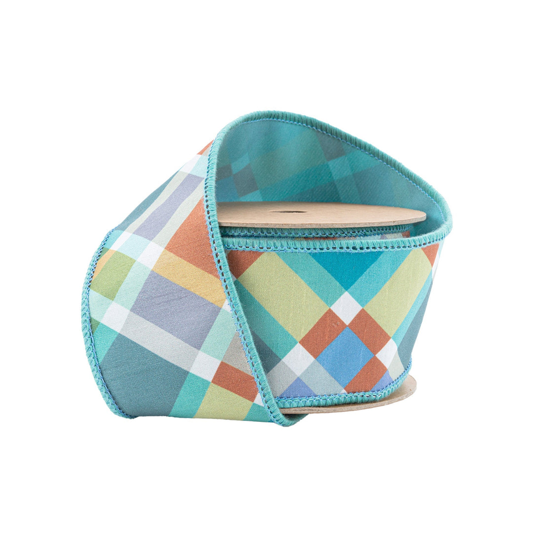 Multi Plaid Wired Ribbon - 2.5" - Greenery Market6929W - 340 - 63E