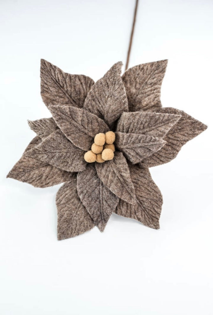 Natural light brown / khaki felt poinsettia stem - Greenery MarketXS4114C1
