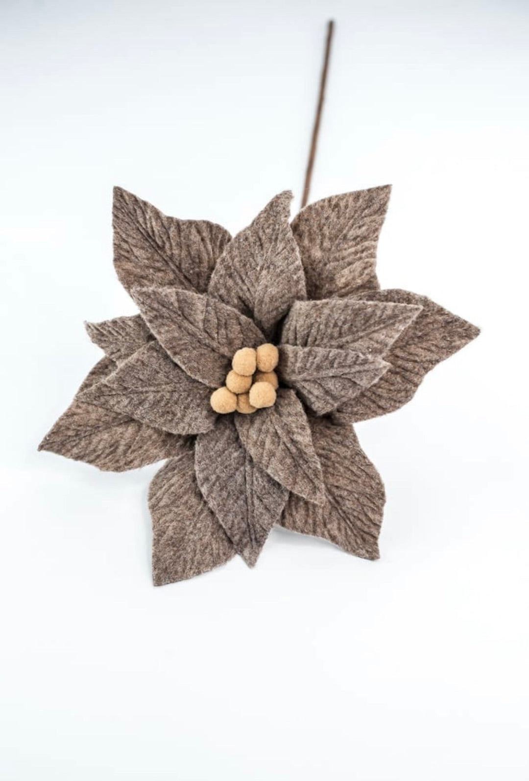 Natural light brown / khaki felt poinsettia stem - Greenery MarketXS4114C1