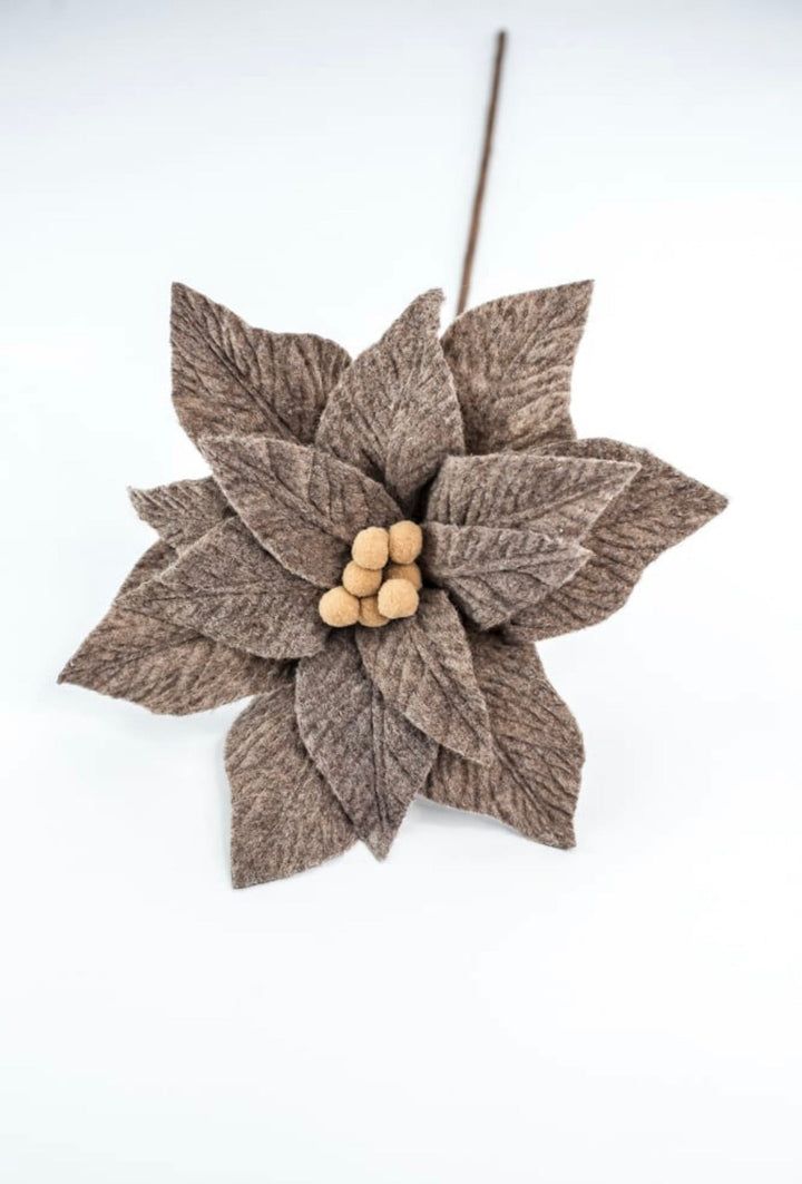 Natural light brown / khaki felt poinsettia stem - Greenery MarketXS4114C1