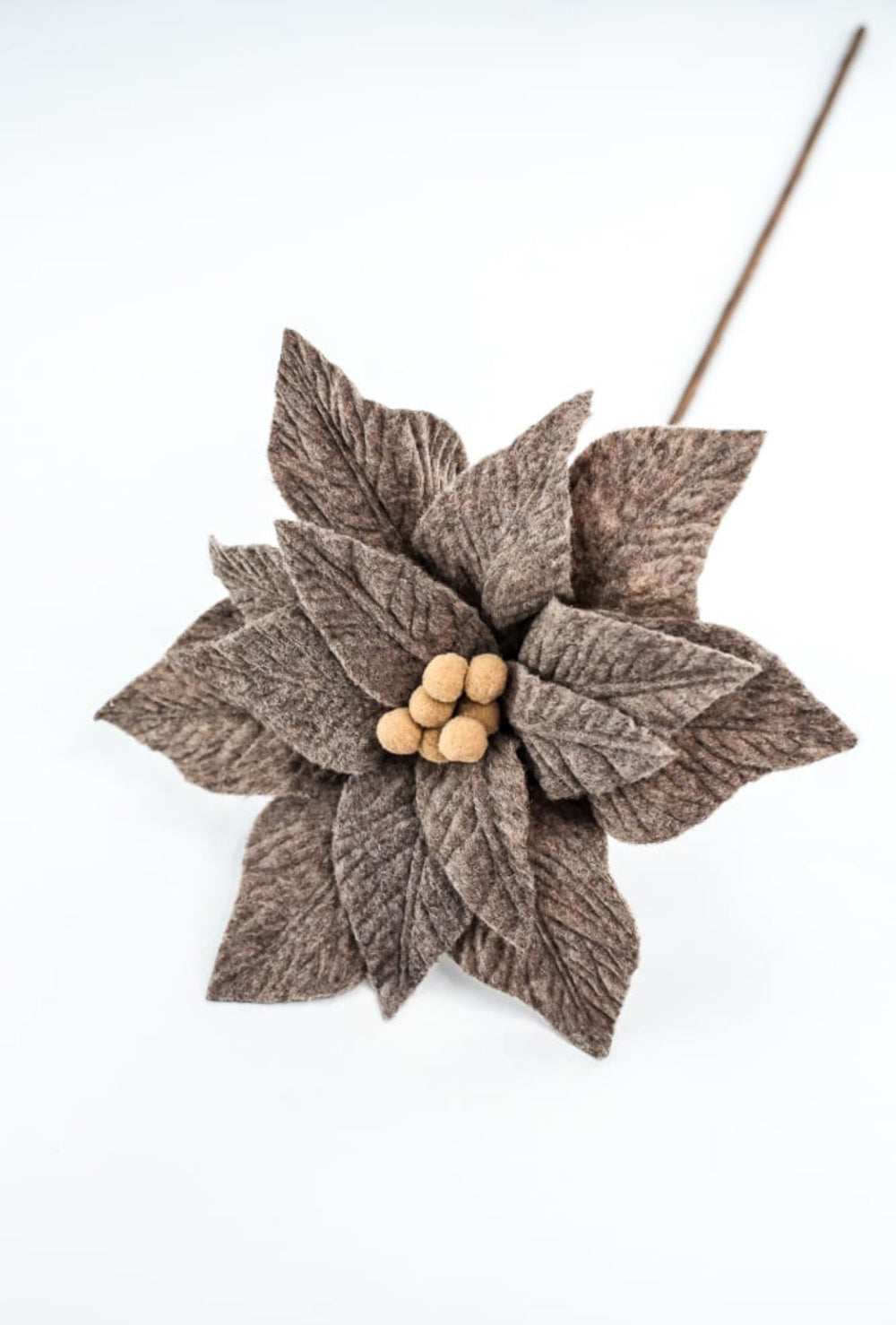 Natural light brown / khaki felt poinsettia stem - Greenery MarketXS4114C1