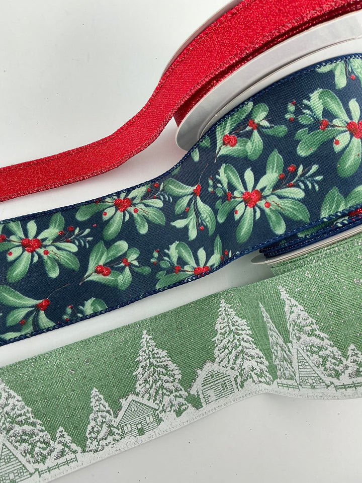 Navy and green ribbon bow bundle x 3 ribbons - Greenery MarketRibbons & Trim