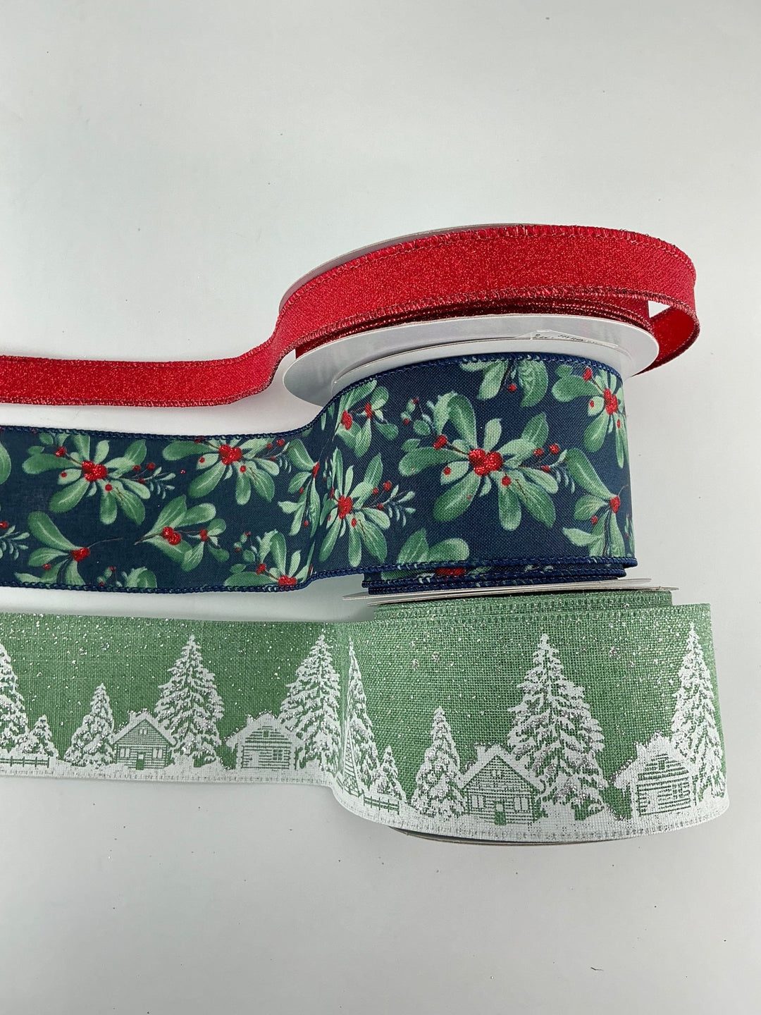 Navy and green ribbon bow bundle x 3 ribbons - Greenery MarketRibbons & Trim
