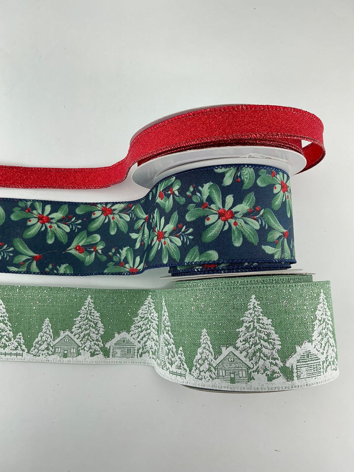 Navy and green ribbon bow bundle x 3 ribbons - Greenery MarketRibbons & Trim