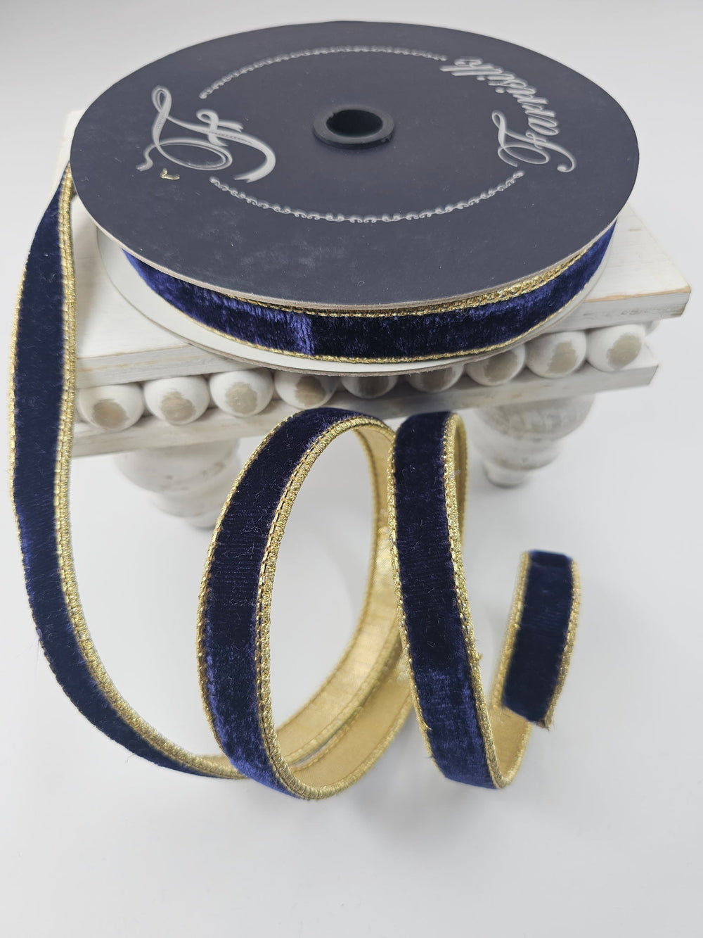 Navy Blue Flashy Velvet Farrisilk Wired Ribbon - .75" - Greenery MarketRibbons & TrimRG074 - 21