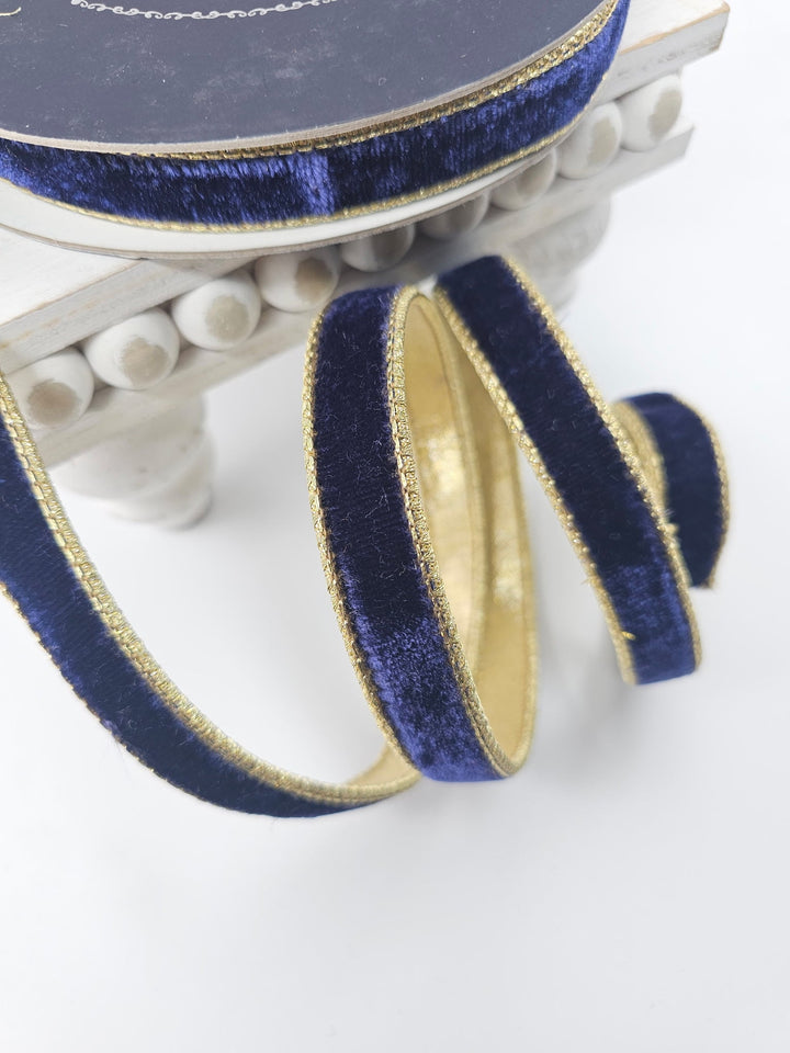 Navy Blue Flashy Velvet Farrisilk Wired Ribbon - .75" - Greenery MarketRibbons & TrimRG074 - 21