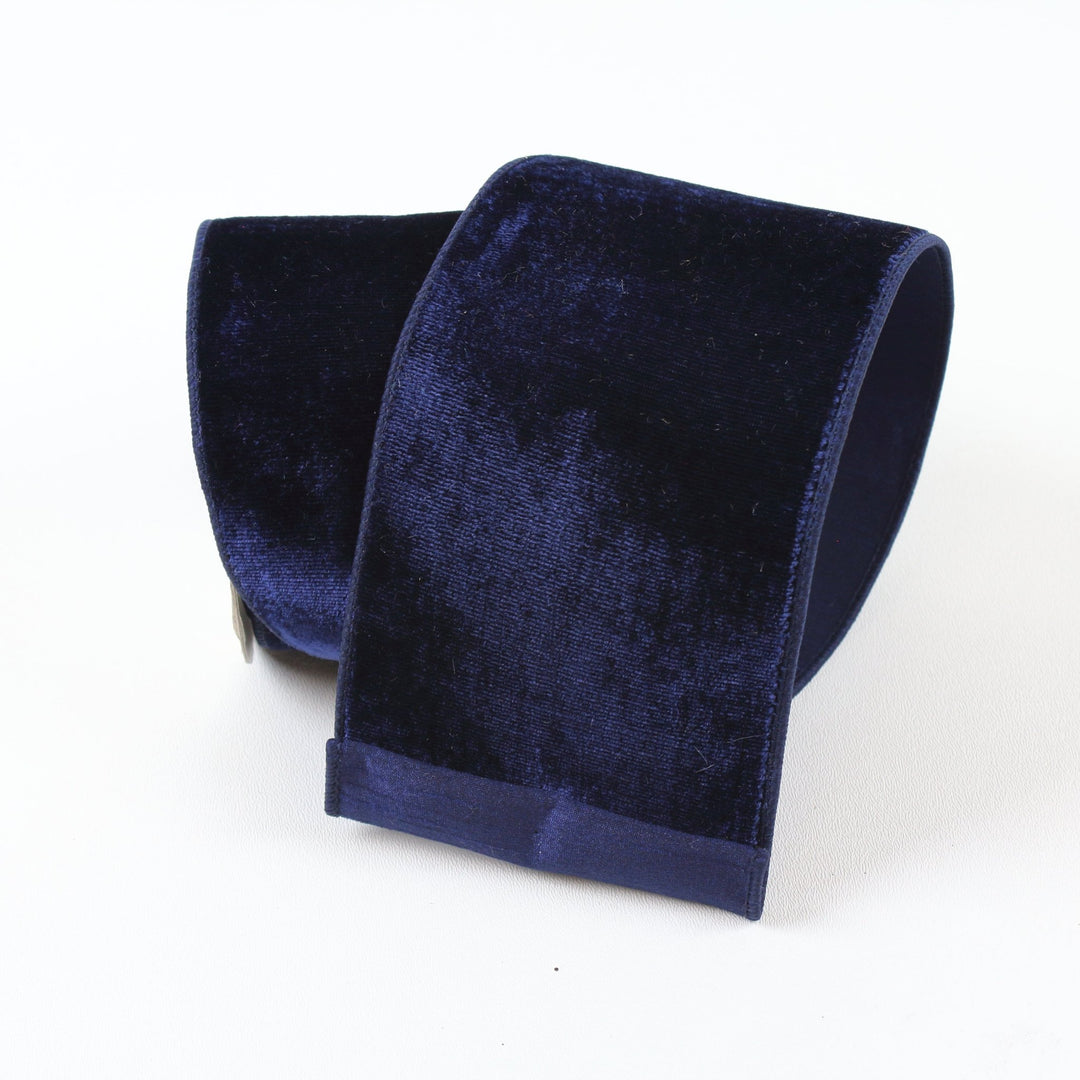 Navy Blue Velvet Farrisilk Wired Ribbon - 4" - Greenery MarketRibbons & TrimRG804 - 21