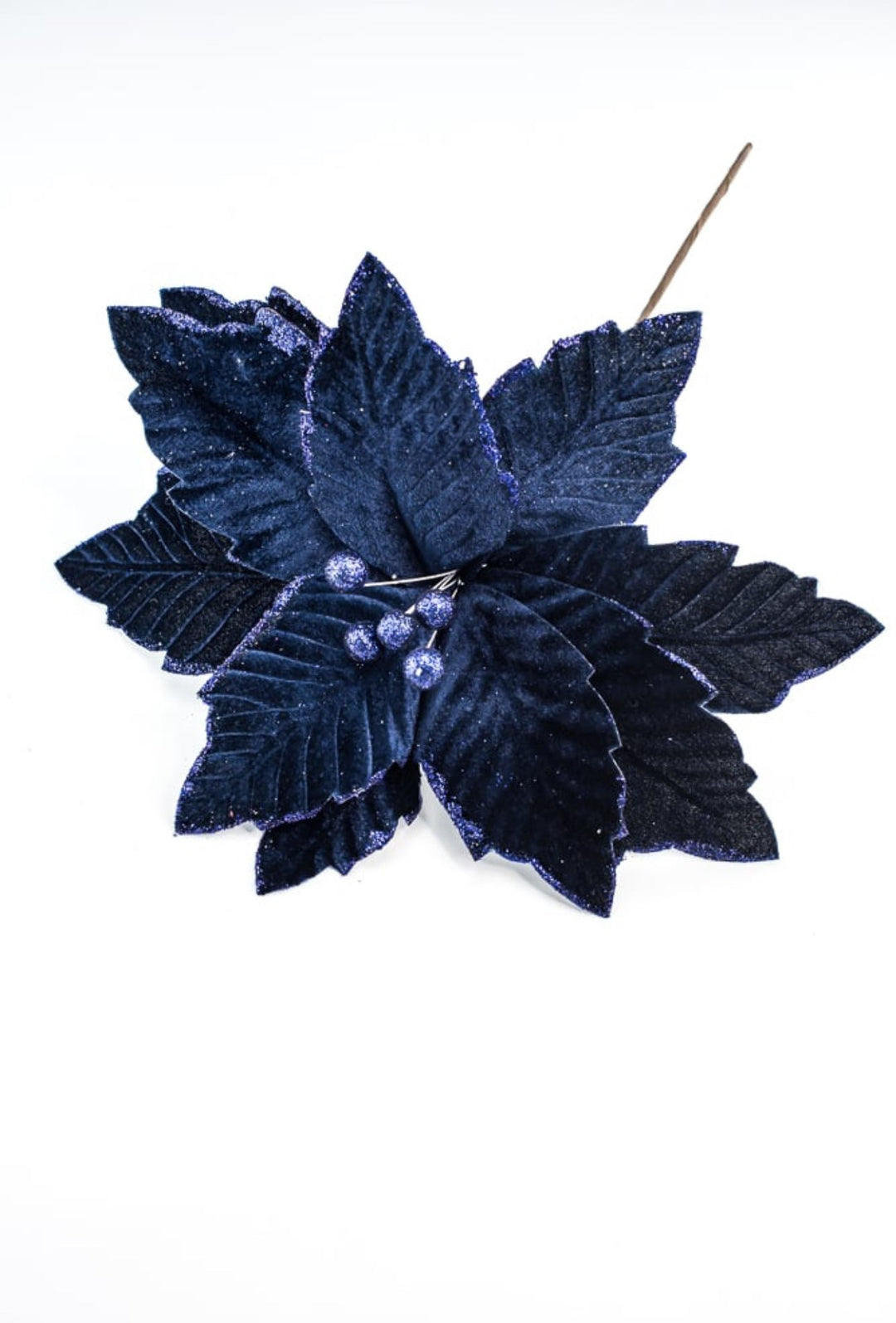 Navy blue velvet poinsettia stem - Greenery MarketWinter and ChristmasXS401119