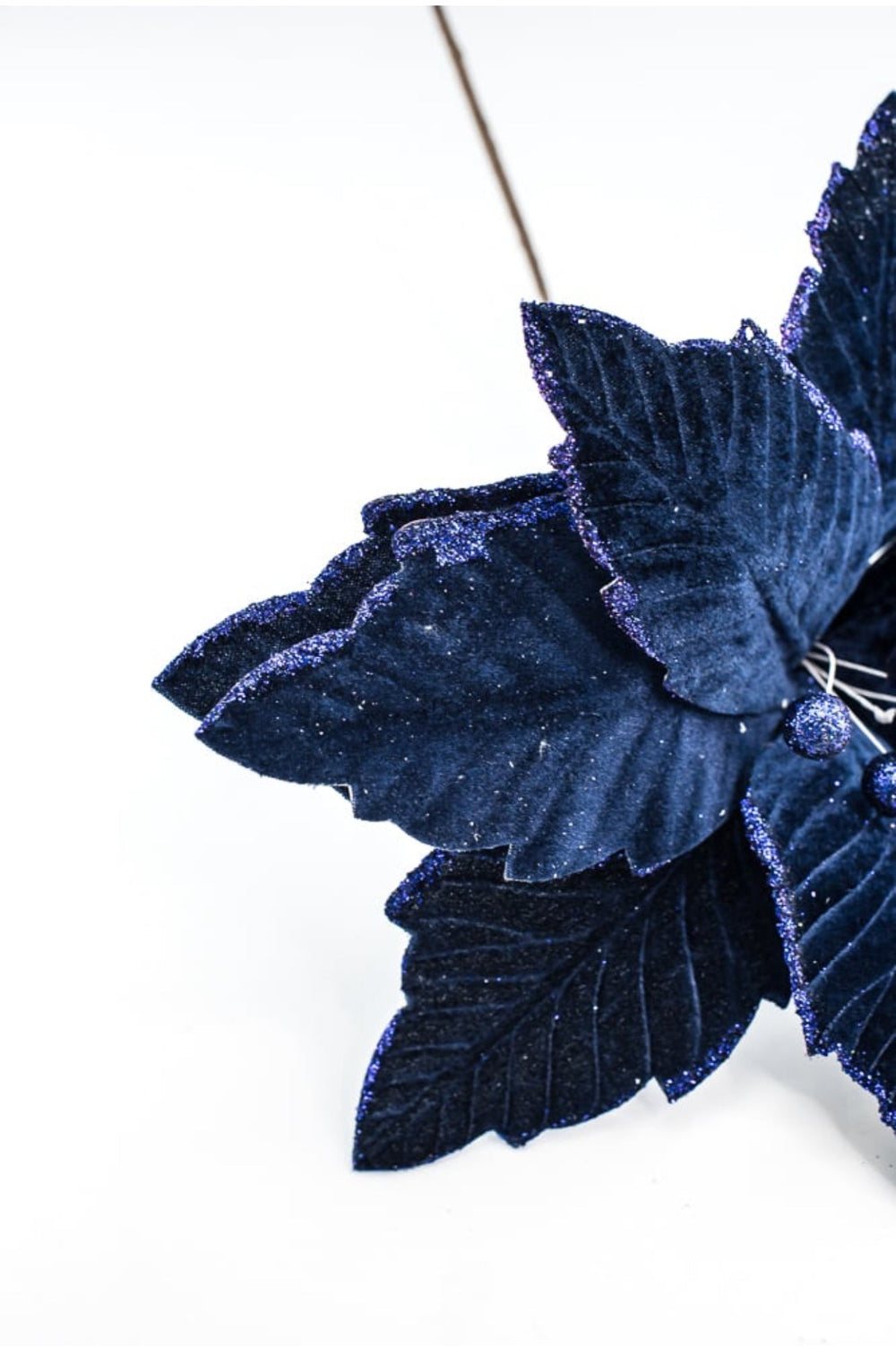 Navy blue velvet poinsettia stem - Greenery MarketWinter and ChristmasXS401119