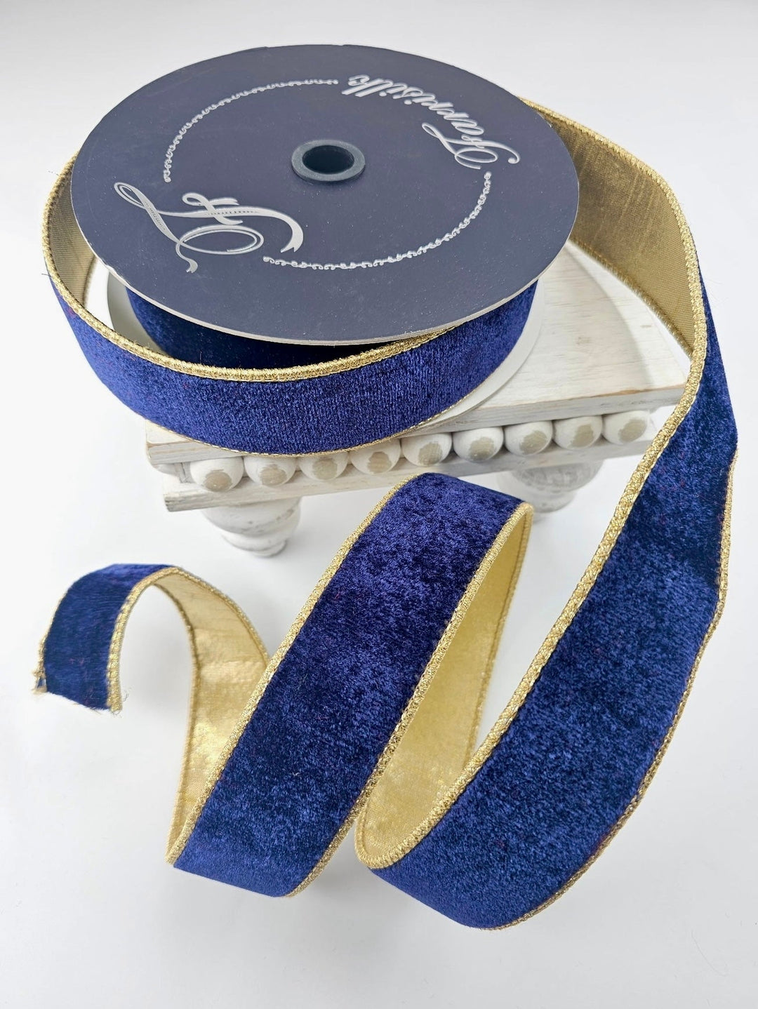 Navy Flashy Velvet Farrisilk Wired Ribbon - 1.5" - Greenery MarketRibbons & TrimRG073 - 21