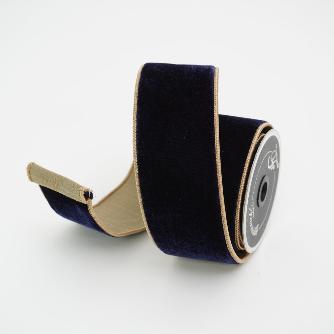 Navy Gold 2 Tone Velvet Farrisilk Wired Ribbon - 2.5" - Greenery MarketRibbons & TrimRK131 - 11